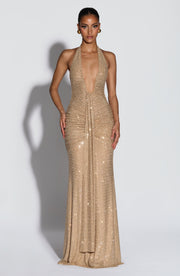 Rosetta Maxi Dress - Gold Sparkle